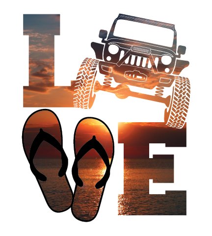 4x4 Love Orange Sunset Decal