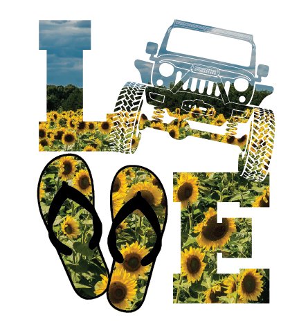 4x4 Love Sunflower Decal