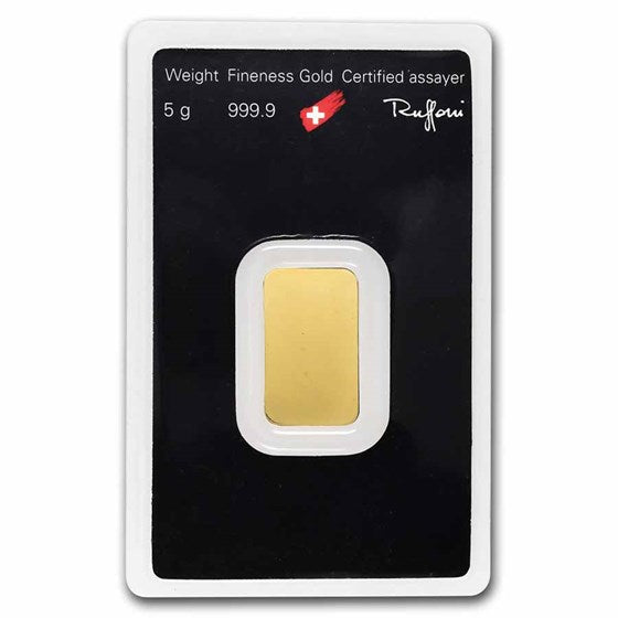 5 Gram Gold Bar .9999 Fine In Assay 0.1607 Oz