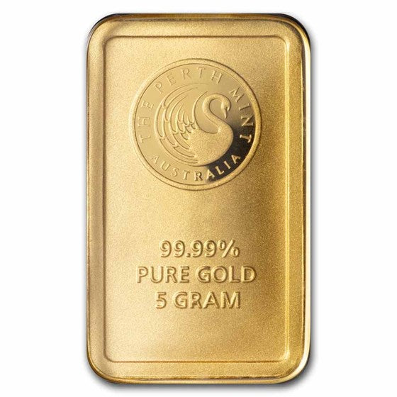 5 Gram Gold Bar Perth Mint .9999 Fine In Assay