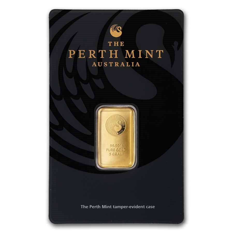 5 Gram Gold Bar Perth Mint .9999 Fine In Assay