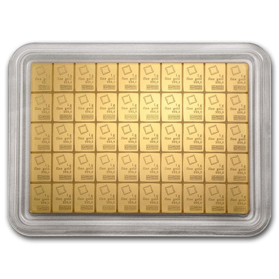 50 x 1 Gram Gold Valcambi CombiBar .9999 Fine In Assay 1.6075 Oz