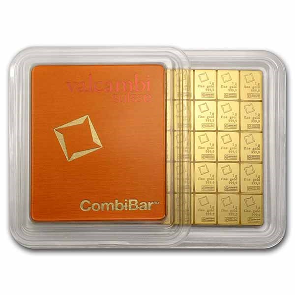 50 x 1 Gram Gold Valcambi CombiBar .9999 Fine In Assay 1.6075 Oz
