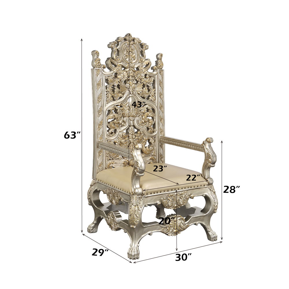 Danae - Arm Chair (Set of 2) - Synthetic Leather , Champagne & Gold