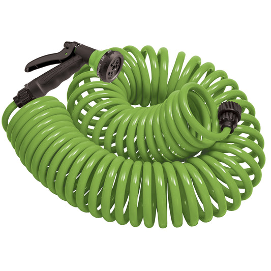 50 Foot Coil Hose with ABS threads and 8 Pattern Nozzle | 27389