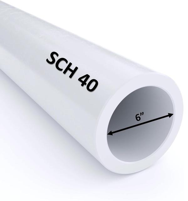 VENTRAL Schedule 40 FOAM CORE (CELLULAR) PVC DWV Drain Pipe 6 Inch (6.625 OD), White, Cut Lengths for Plumbing, Landscape, Drainage, Waste, Vent