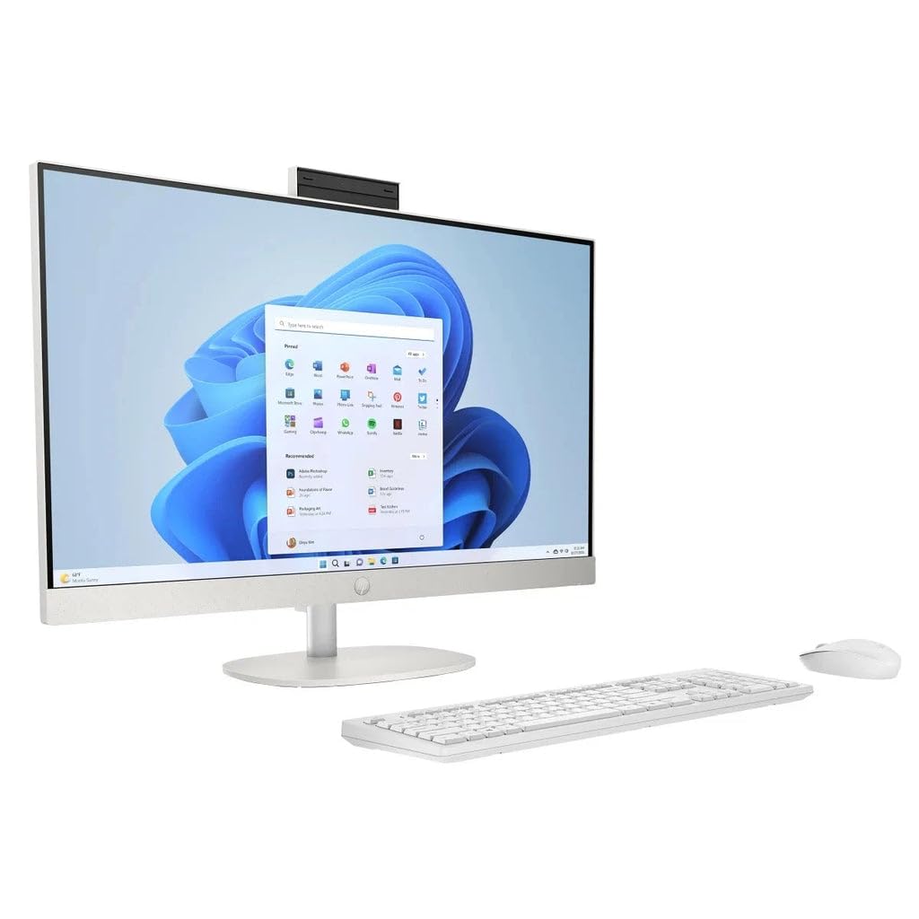 HP 27 inch All-in-One Desktop PC, FHD Touchscreen, AMD Ryzen 5 7520U, 16 GB RAM, 1 TB SSD, AMD Radeon Graphics, Built-in-Speaker, Windows 11 Pro
