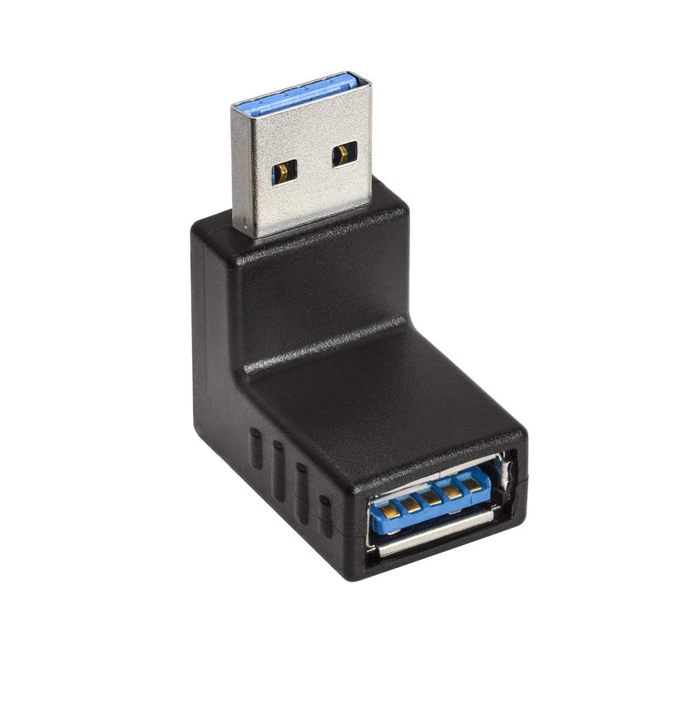 Cmple - 90 Degree USB 3.0 Male to Female Adapter Up Right Angle USB A Plug to Jack Connector Converter Extender for PC Laptop Hard Drive Keyboard Mouse Charger - 10 Pack