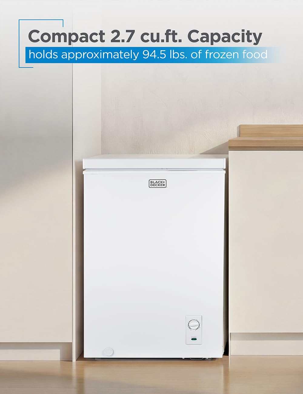 BLACK+DECKER 19.8 Cu. Ft. Chest Freezer, Deep Freezer with Top Opening, Freezer Chest with 2 Removable Storage Baskets, Mechanical Temperature Control, Manual Defrost, R600a Refrigerant,BCF1980E,White