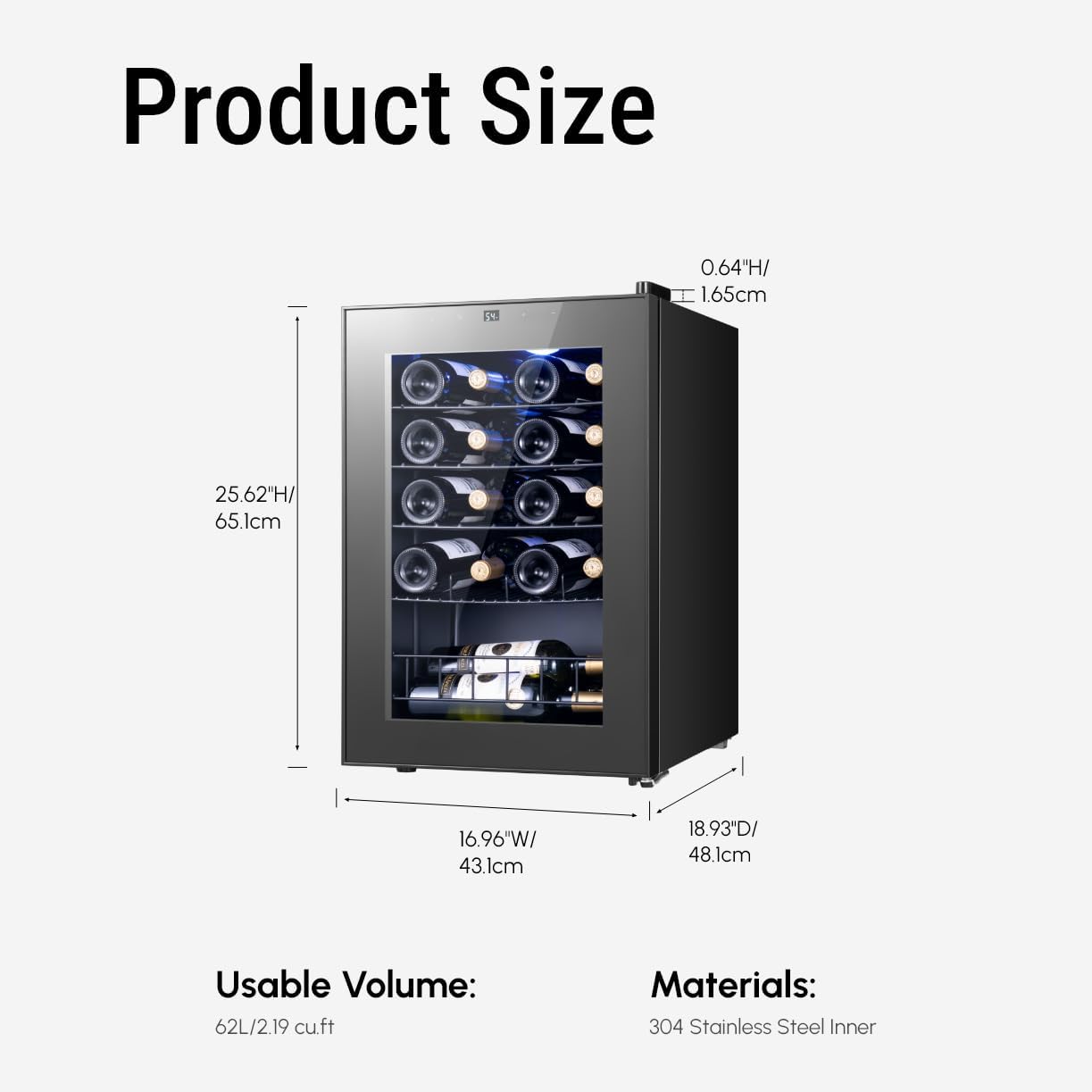 Yeego 34 Bottle Wine Fridge, Freestanding Compressor Wine Cooler Refrigerator, Wine Cellar with 38-65℉ Digital Temperature Control & Double-layer Glass Door for Red and White, Champagne, Black