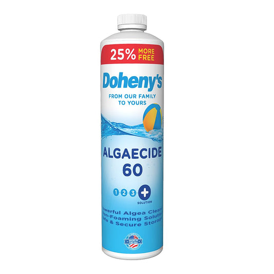 Doheny's Algaecide 60 | Pro-Grade, Metal-Free & Non-Foaming | Prevents All Algae Types | No Stains or Clouding | Safe for Salt, Chlorine & Bromine Pools | Treats 160,000 Gallons | 4 x 40oz (160oz)