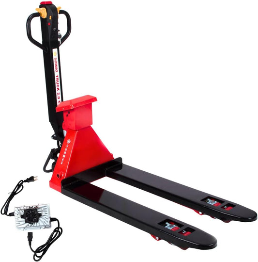 Full-Electric Pallet Jack Truck with Built-in Scale, 4400 lbs Capacity, 48" x 27" Fork Size, Electric Brake