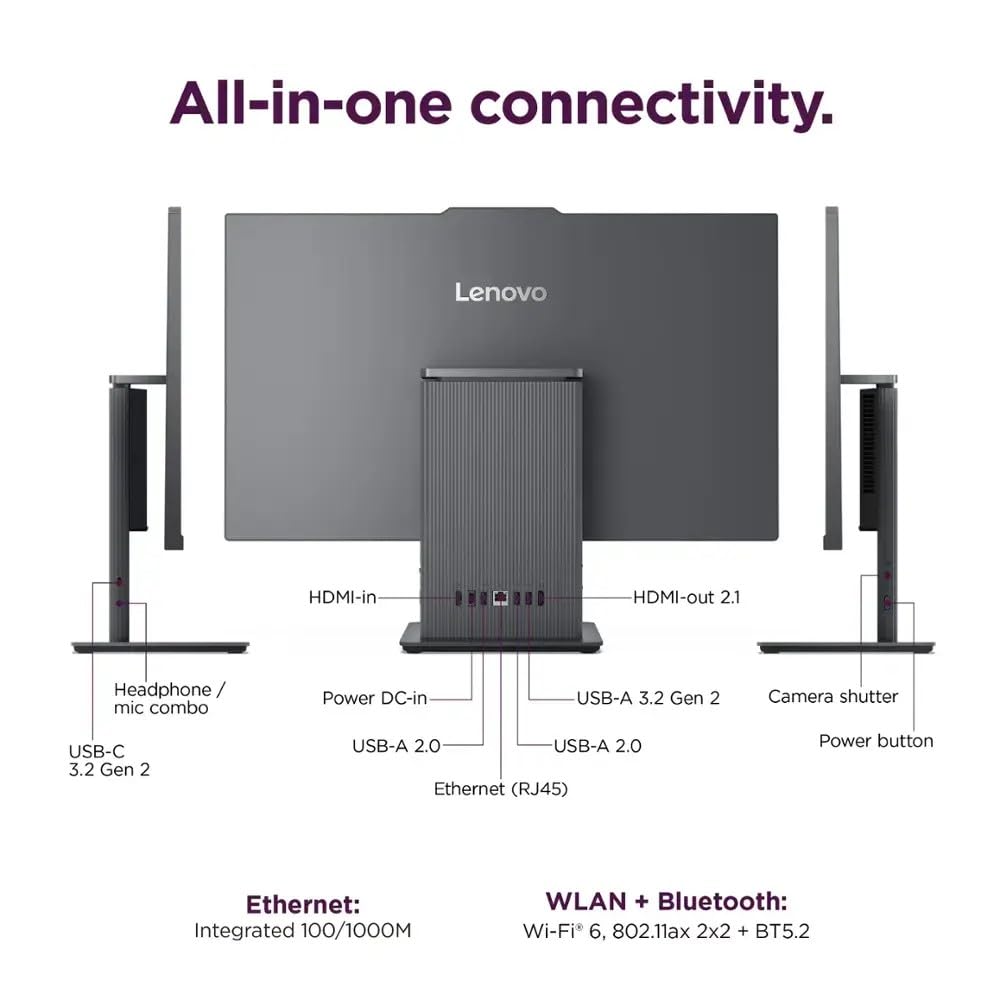 Lenovo IdeaCentre All-in-One Desktop Computer, 24" FHD Display, 6-core AMD Ryzen 5 7535HS, 16GB DDR5, 512GB SSD, Wi-Fi 6, HDMI in&Out, Wireless KB&Mouse, Windows 11 Home