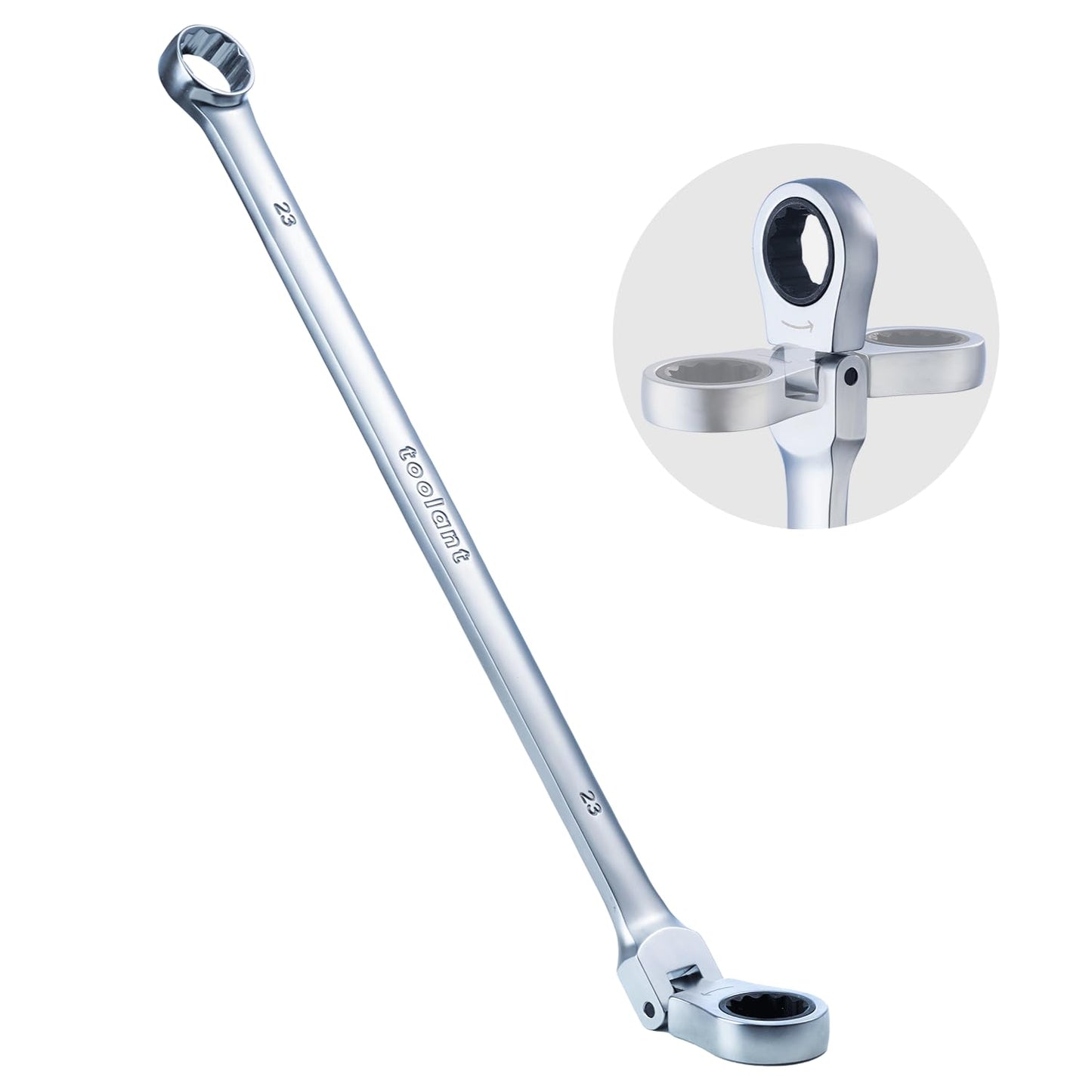 toolant 10mm Extra Long Ratcheting Wrench, Flex Head & Fixed Offset Head Double Box End Combination Wrench, CR-V Steel
