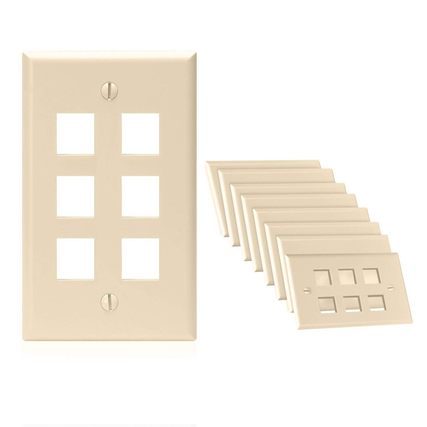 Cmple - 3 Port Keystone Wall Plate Single-Gang Wall Plate with Standard Size Keystone Jack Insert - White