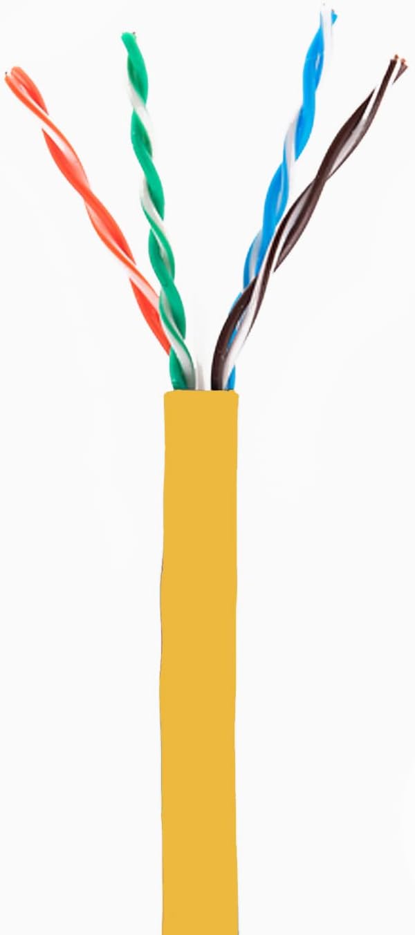 Cat6 Riser (CMR), Ethernet Cable 1000ft, Yellow, No Spline, Unshielded Twisted Pair (UTP) 23AWG, Solid Pure Bare Copper, 550MHz, UL Certified, Easy to Pull (Reelex II) Box, Bulk Networking LAN Cable