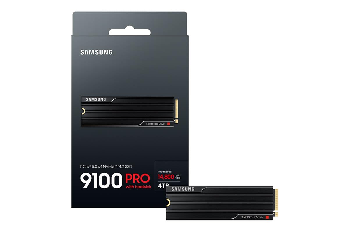 Samsung SSD 9100 PRO 2TB, PCIe 5.0x4 M.2 2280, Seq. Read Speeds Up to 14,700MB/s, Best for AI Computing, Gaming and Heavy Duty Workstations (MZ VAP2T0B/AM)