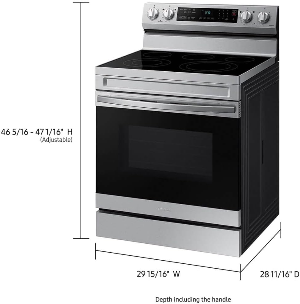 Samsung 6.3 Cu. Ft. Smart Freestanding Electric Range with No Pre-heat Air Fry & Convection, Stainless Steel, NE63A6511SS/AA