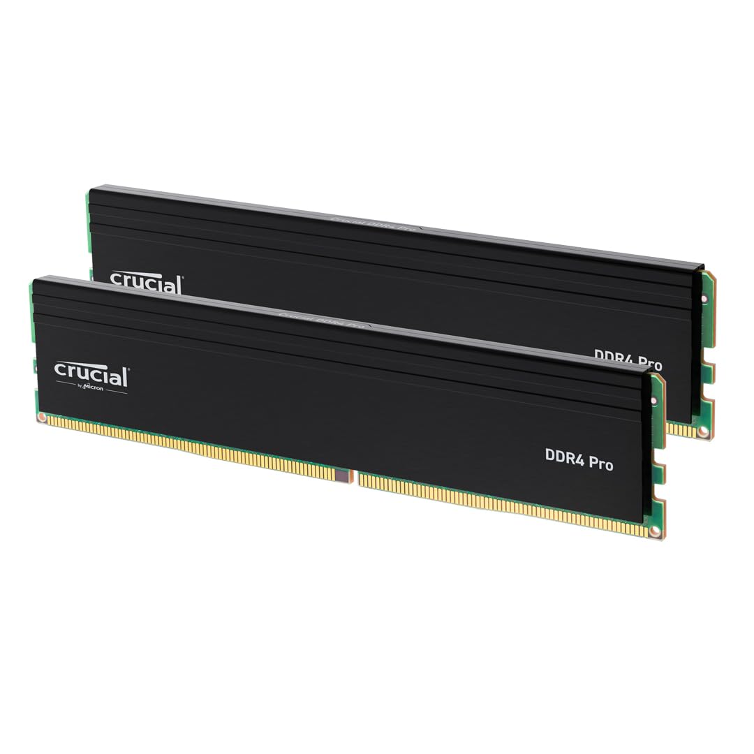 Crucial 32GB DDR4 RAM Kit (2x16GB), 3200MHz (PC4-25600) CL22 Desktop Memory, UDIMM 288-Pin, Downclockable to 2933/2666MHz, Compatible with Intel and AMD Ryzen - CT2K16G4DFRA32A