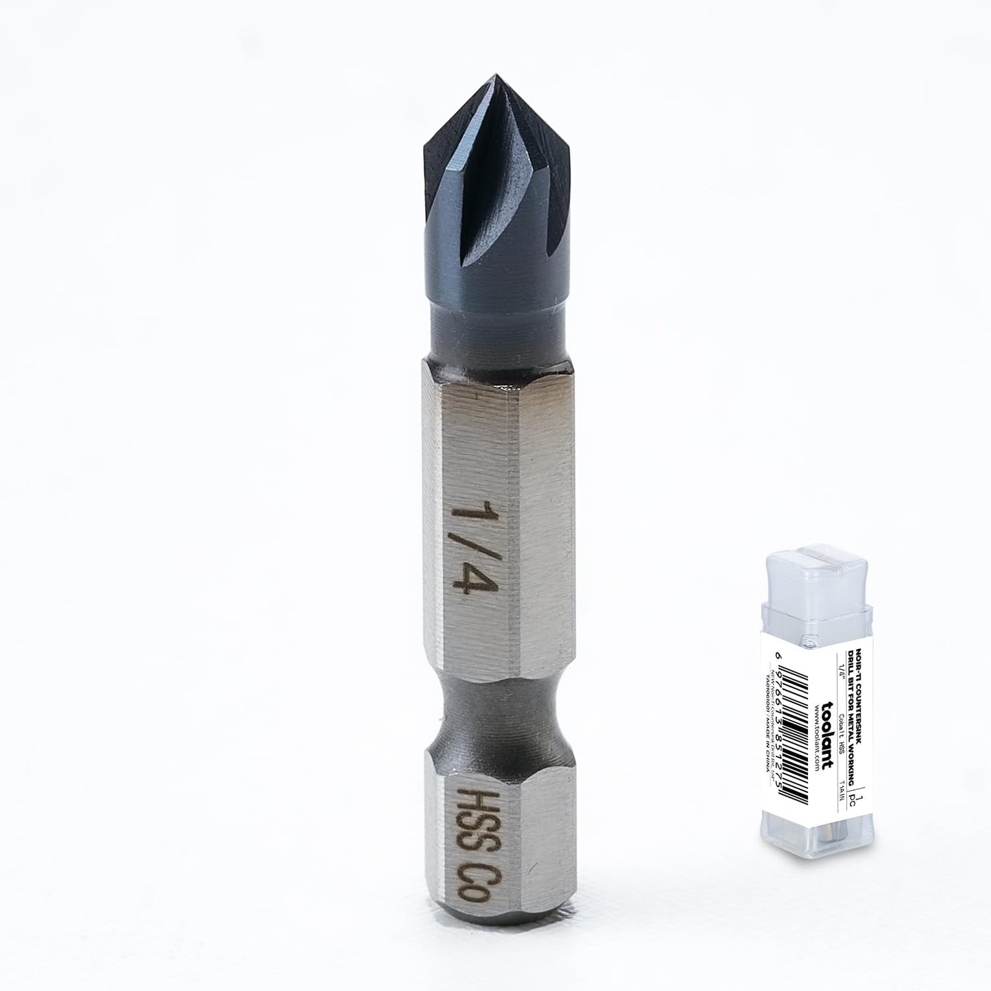 toolant Noir-Ti Cobalt Countersink Drill Bit Set(Pro), Titanium Aluminum Nitride Coated with Quick Change Hex Shank, 5-Piece 1/4" - 3/4"