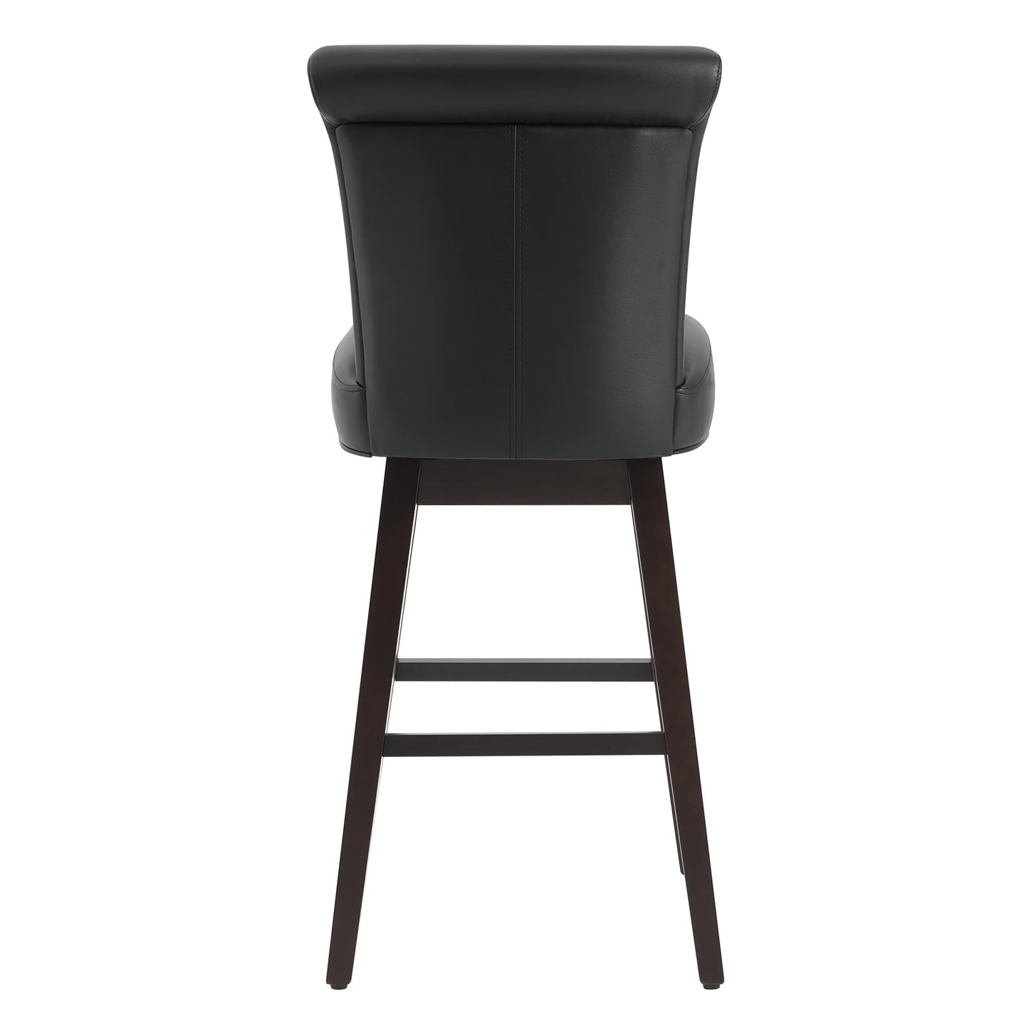 CHITA 30 Inch Counter Height Swivel Bar Stools Set of 2, FSC Certified Modern Upholstered Faux Leather Swivel Barstool Chairs with Back, Black
