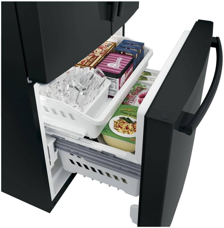 GE 24.7 Cu. Ft. French Door Refrigerator with Internal Water Dispenser – Black (Model GNE25JGKBB)
