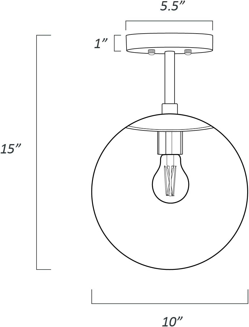 Light Society Zeno Globe Semi Flush Mount Ceiling Light, Clear Glass with Brass Finish, Contemporary Mid Century Modern Style Lighting Fixture (LS-C176-BRS-CLR)