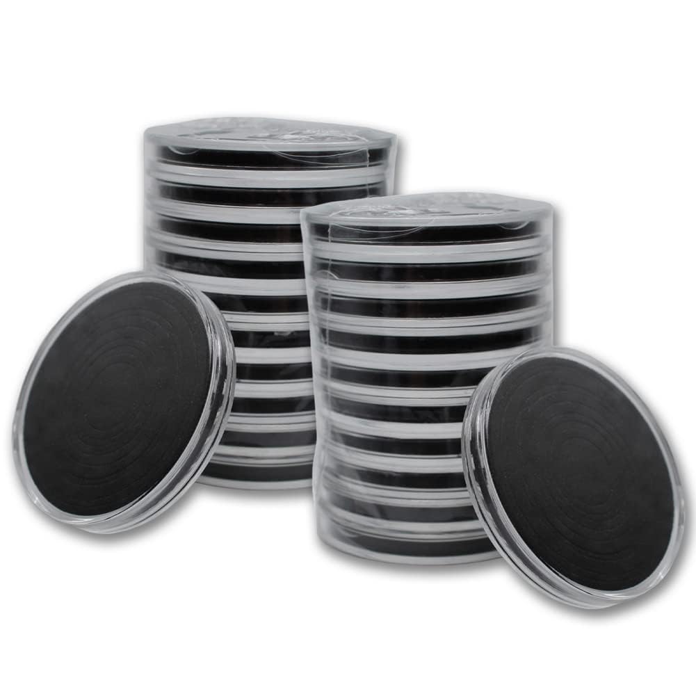 Ten (10) Clear Acrylic Capsules - Fits Most Popular Gold & Silver Coins - Easy to Open - Protect and Display Your Collection - 9 Sizes with Adjustable Black Ring Foam