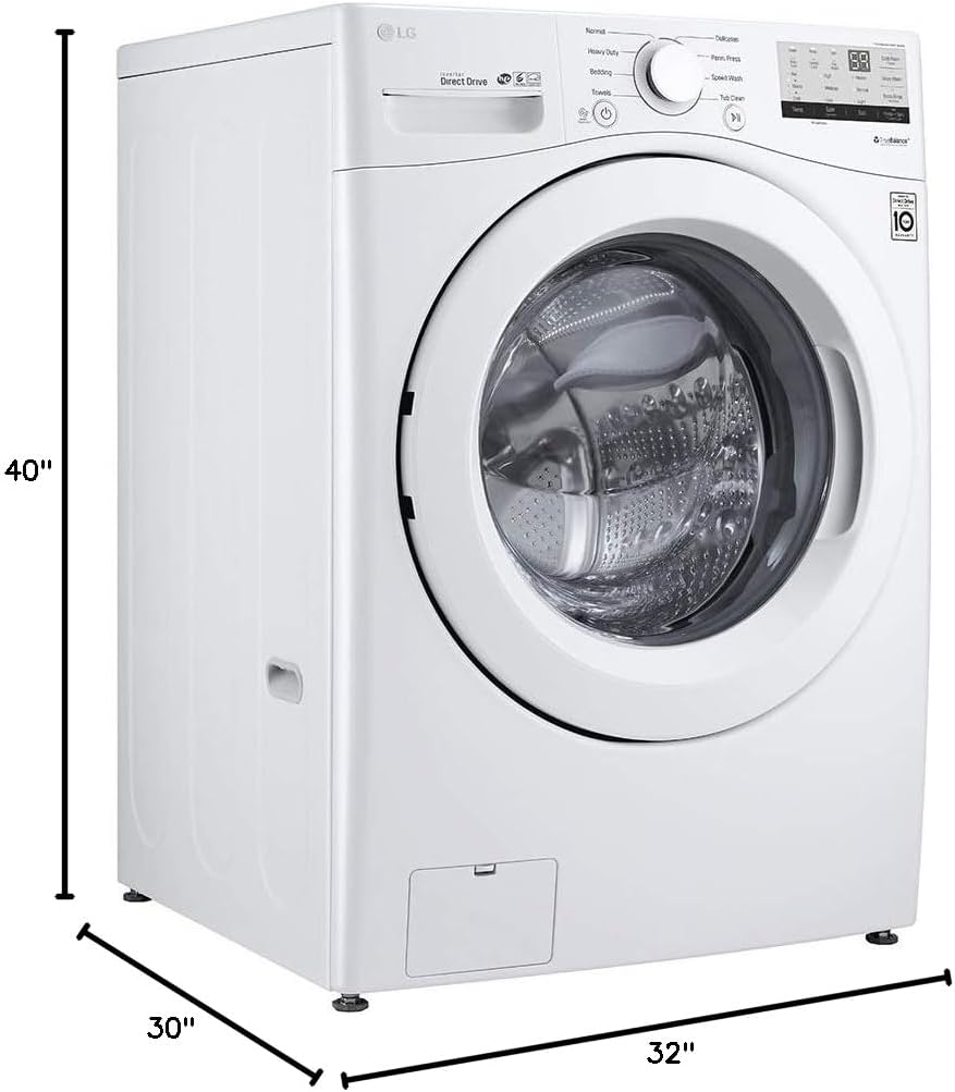 LG WM3400CW 4.5 cu ft Front-Load Washer – High-Efficiency, LoDecibel™ Quiet Operation, 6Motion™ Technology, White