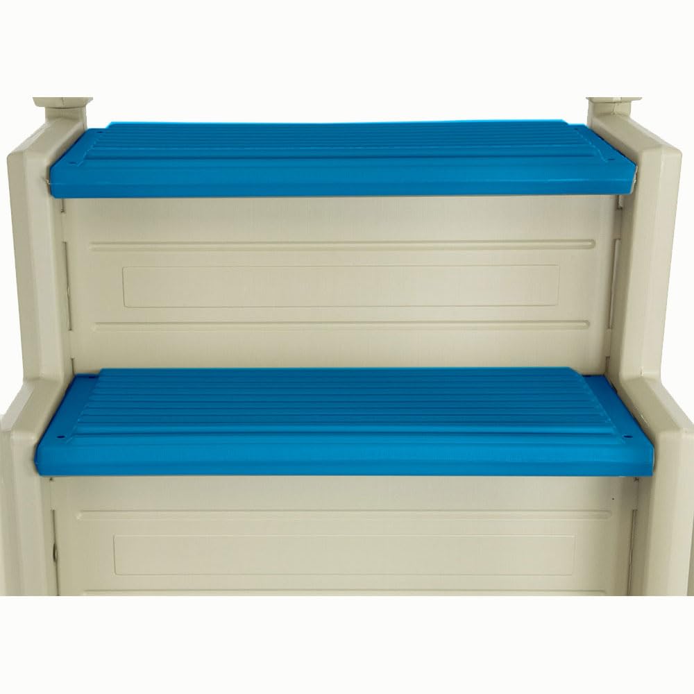 Confer Plastics Step-1X: Sturdy Above Ground Entry System with Dual Handrails and Slip-Resistant Steps, Easy Installation, Supports up to 400 lbs - Proudly Made in USA. Warm Grey with Grey Treads