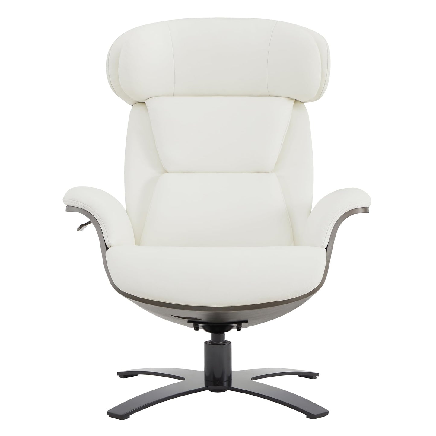 CHITA Genuine Leather Reclining Swivel Chair with Adjustable Headrest and Ottoman for Living Room, Office, Saddle