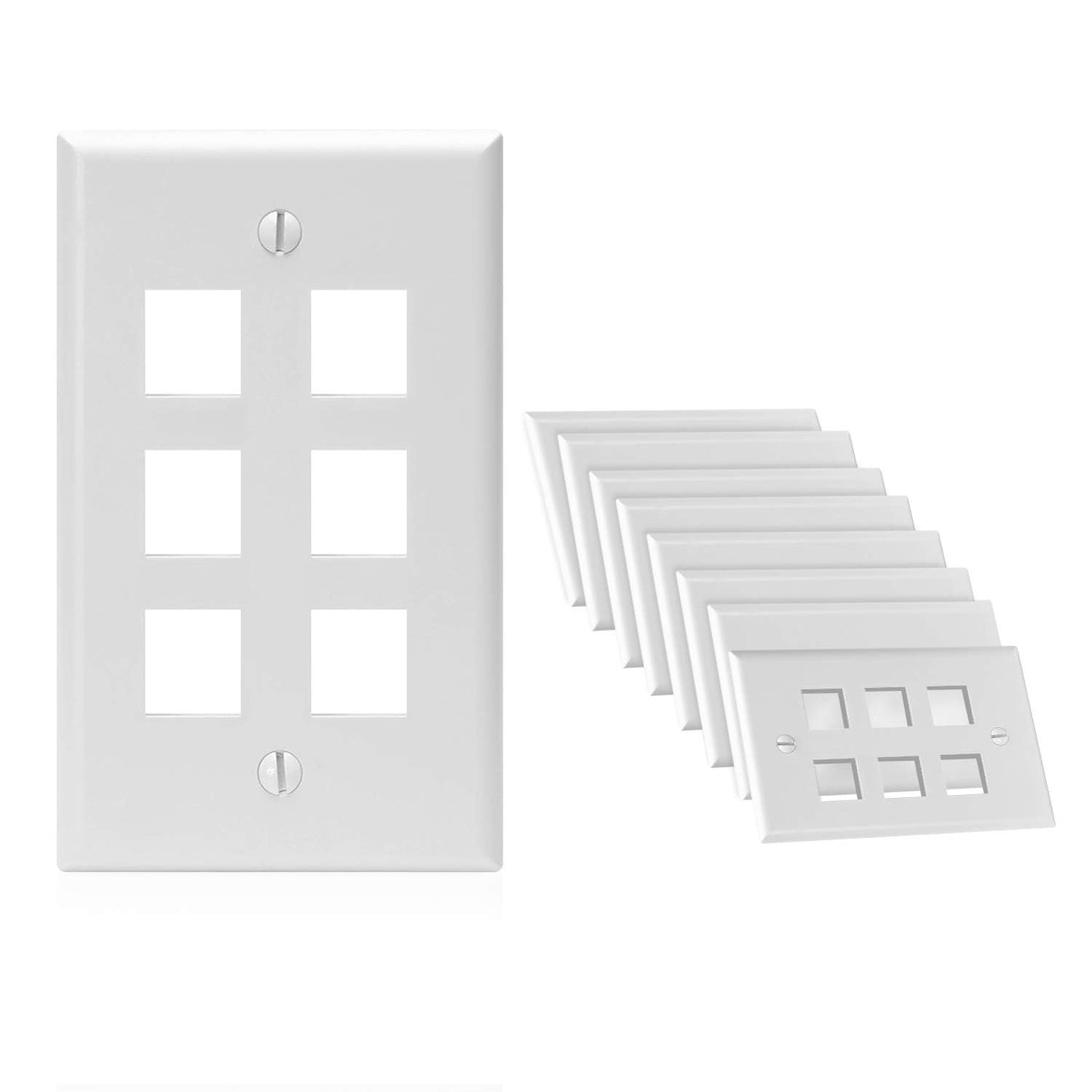 Cmple - 3 Port Keystone Wall Plate Single-Gang Wall Plate with Standard Size Keystone Jack Insert - White