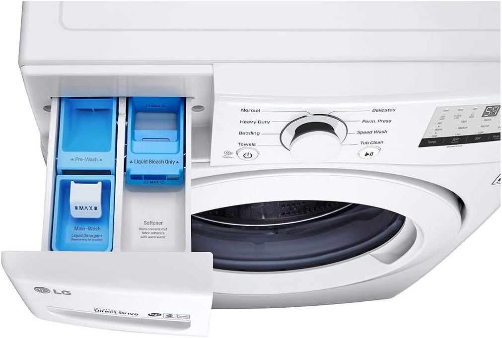 LG WM3400CW 4.5 cu ft Front-Load Washer – High-Efficiency, LoDecibel™ Quiet Operation, 6Motion™ Technology, White