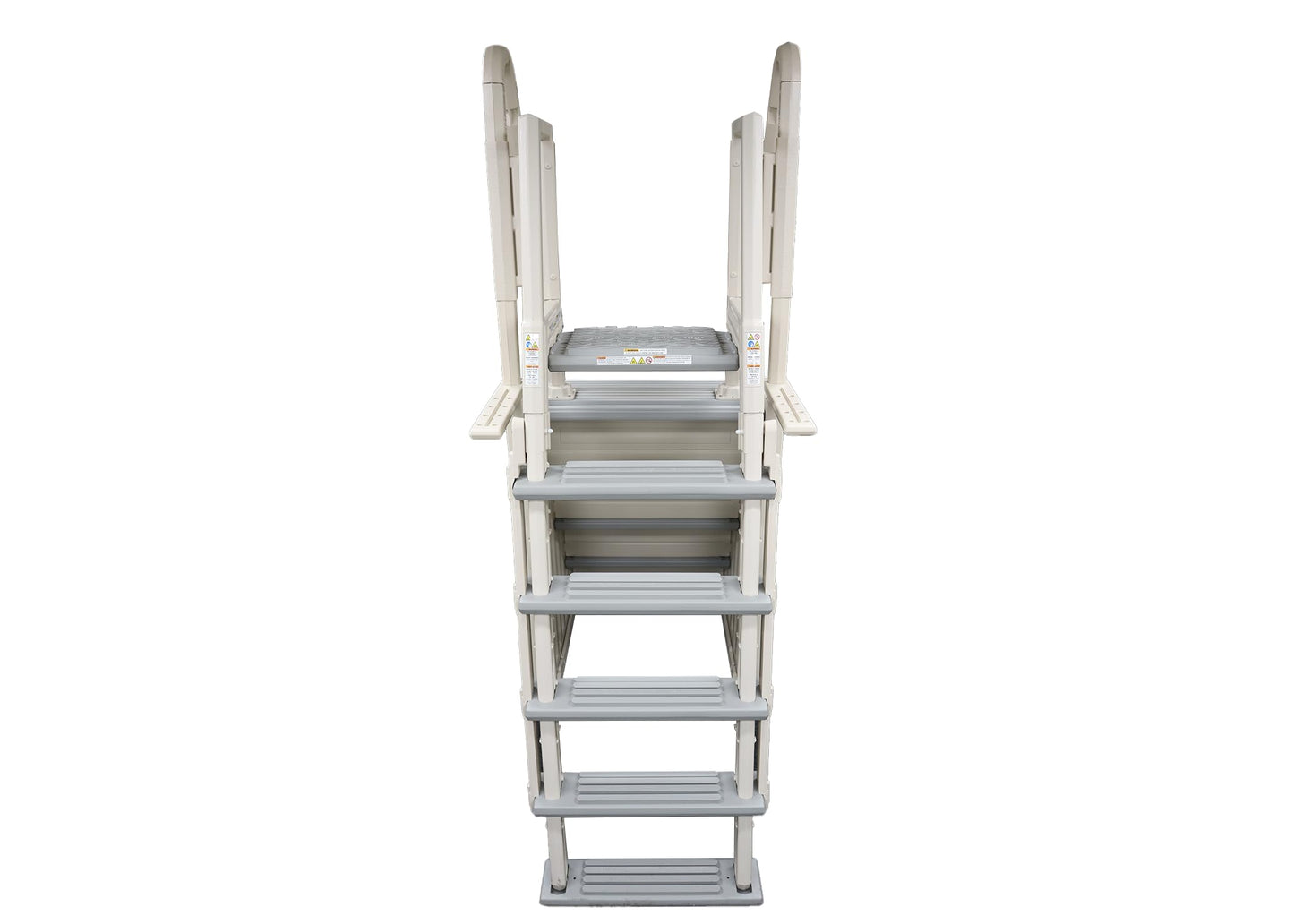 Confer Plastics Step-1X: Sturdy Above Ground Entry System with Dual Handrails and Slip-Resistant Steps, Easy Installation, Supports up to 400 lbs - Proudly Made in USA. Warm Grey with Grey Treads