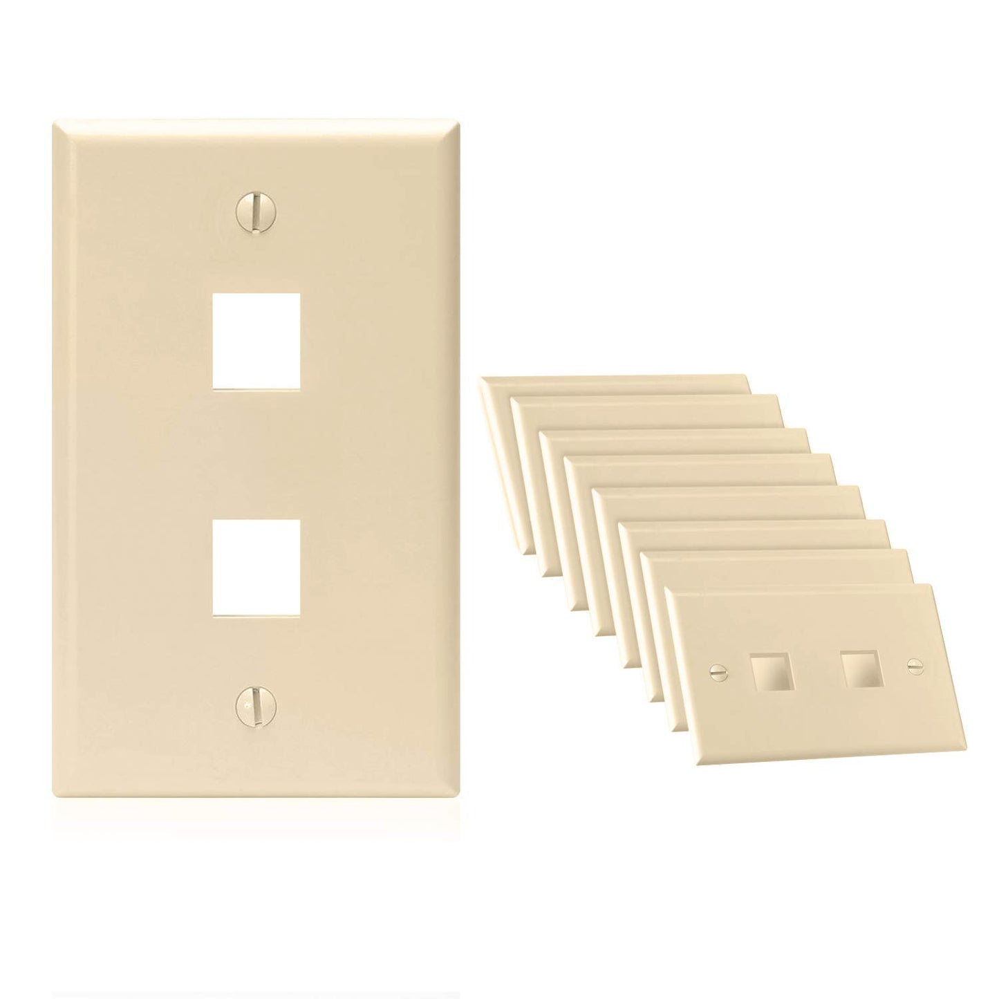 Cmple - 3 Port Keystone Wall Plate Single-Gang Wall Plate with Standard Size Keystone Jack Insert - White