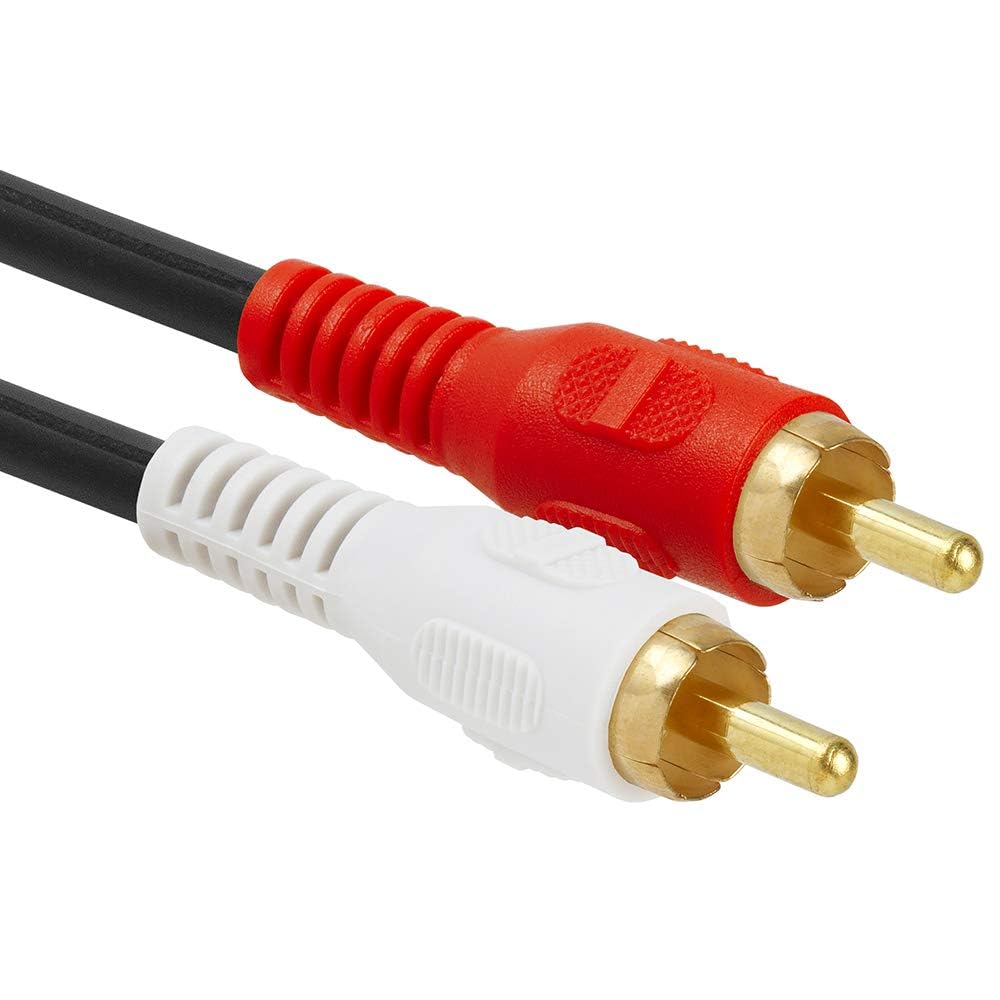 Cmple - 2 RCA Male to 1 RCA Female Stereo Audio Y-Cable, 2 RCA Plugs to 1 x RCA Jack Y-Adapter Subwoofer Cable, Gold Pla