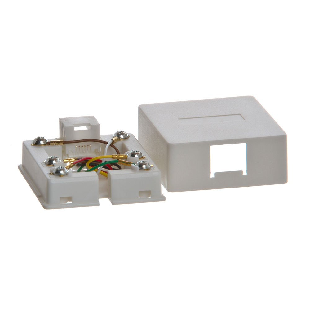 Cmple - 1 Port Phone Jack Wall Plate RJ12 Telephone Cord Surface Mount Box Female Landline Phone Keystone Jack for 3 Line House Phone, Answering Machine, Fax