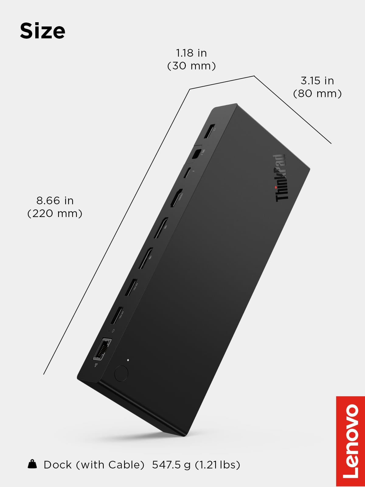 Lenovo ThinkPad Universal Thunderbolt 4 Dock, 4 Displays, Dynamic Power Charging up to 100W, Black