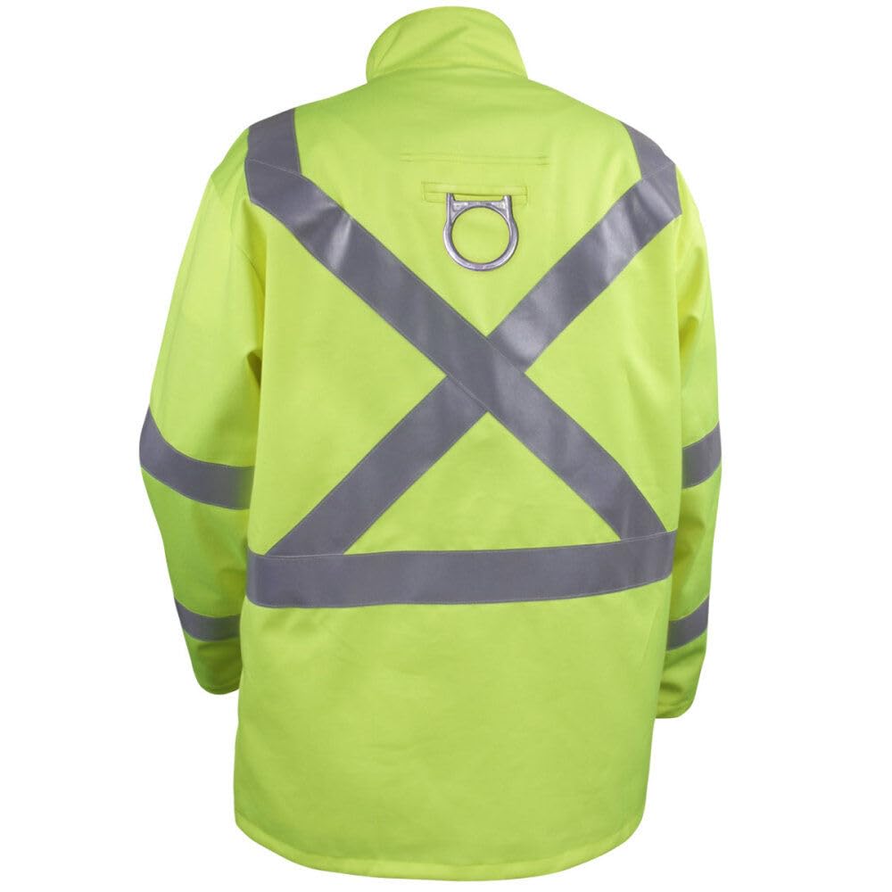 Black Stallion (JF1012) Safety Welding Jacket, 9 oz Flame Resistant Cotton, 2" Silver Reflective Tape, Welder's Collar