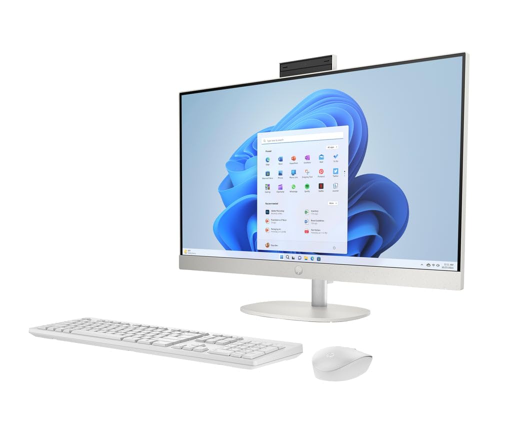 HP 27 inch All-in-One Desktop PC, FHD Touchscreen, AMD Ryzen 5 7520U, 16 GB RAM, 1 TB SSD, AMD Radeon Graphics, Built-in-Speaker, Windows 11 Pro