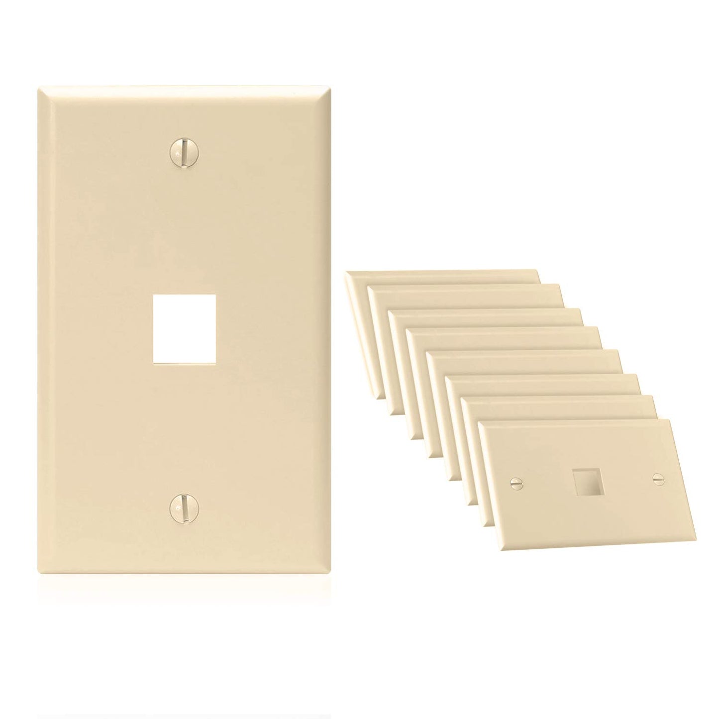 Cmple - 3 Port Keystone Wall Plate Single-Gang Wall Plate with Standard Size Keystone Jack Insert - White