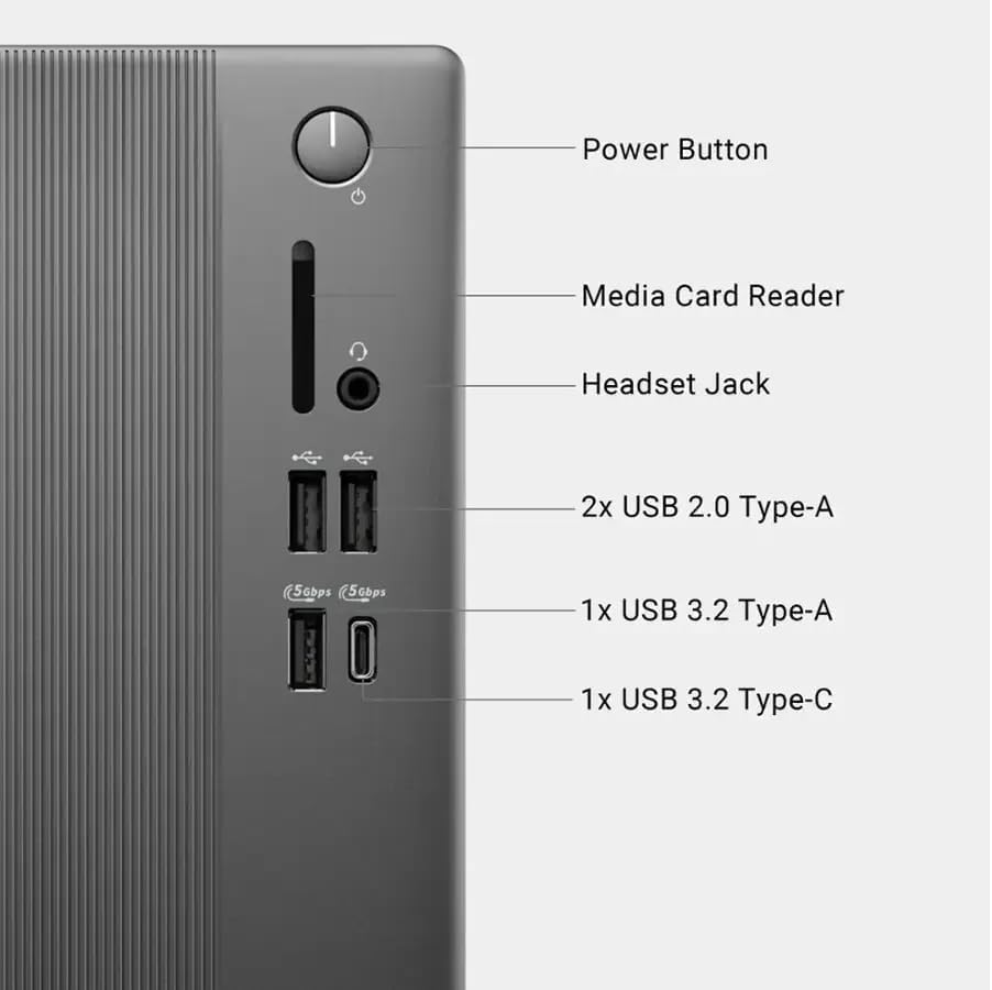 Dell Ect1250 Tower Desktop PC – Intel Core Ultra 5 225 (10‑Core) | 32 GB DDR5 RAM | 1TB NVMe SSD | Intel UHD Graphics | Bluetooth & Wi-Fi 6 | Windows 11 Pro | Keyboard & Mouse | Black