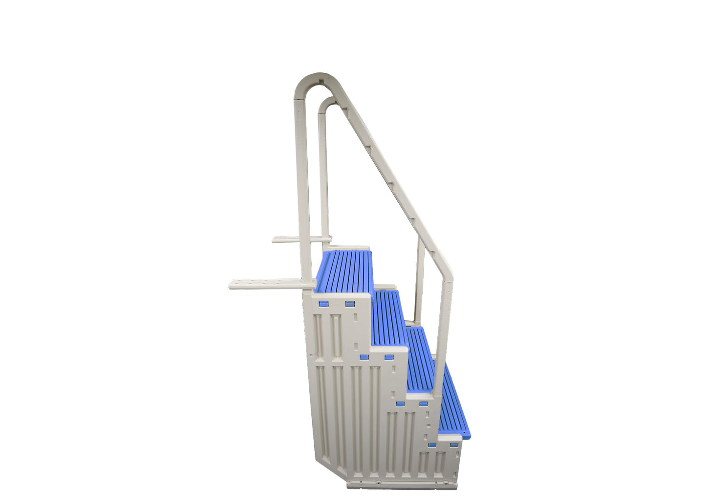 Confer Plastics Step-1X: Sturdy Above Ground Entry System with Dual Handrails and Slip-Resistant Steps, Easy Installation, Supports up to 400 lbs - Proudly Made in USA. Warm Grey with Grey Treads