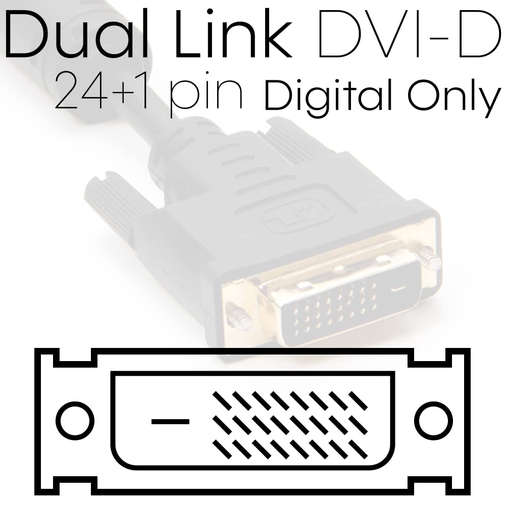 Cmple - DVI Cable 3ft, DVI to DVI Dual Link Monitor Cable Digital (24+1) Male DVI Cable for Gaming PC, Laptop, Projector, DVD, Monitor - Black