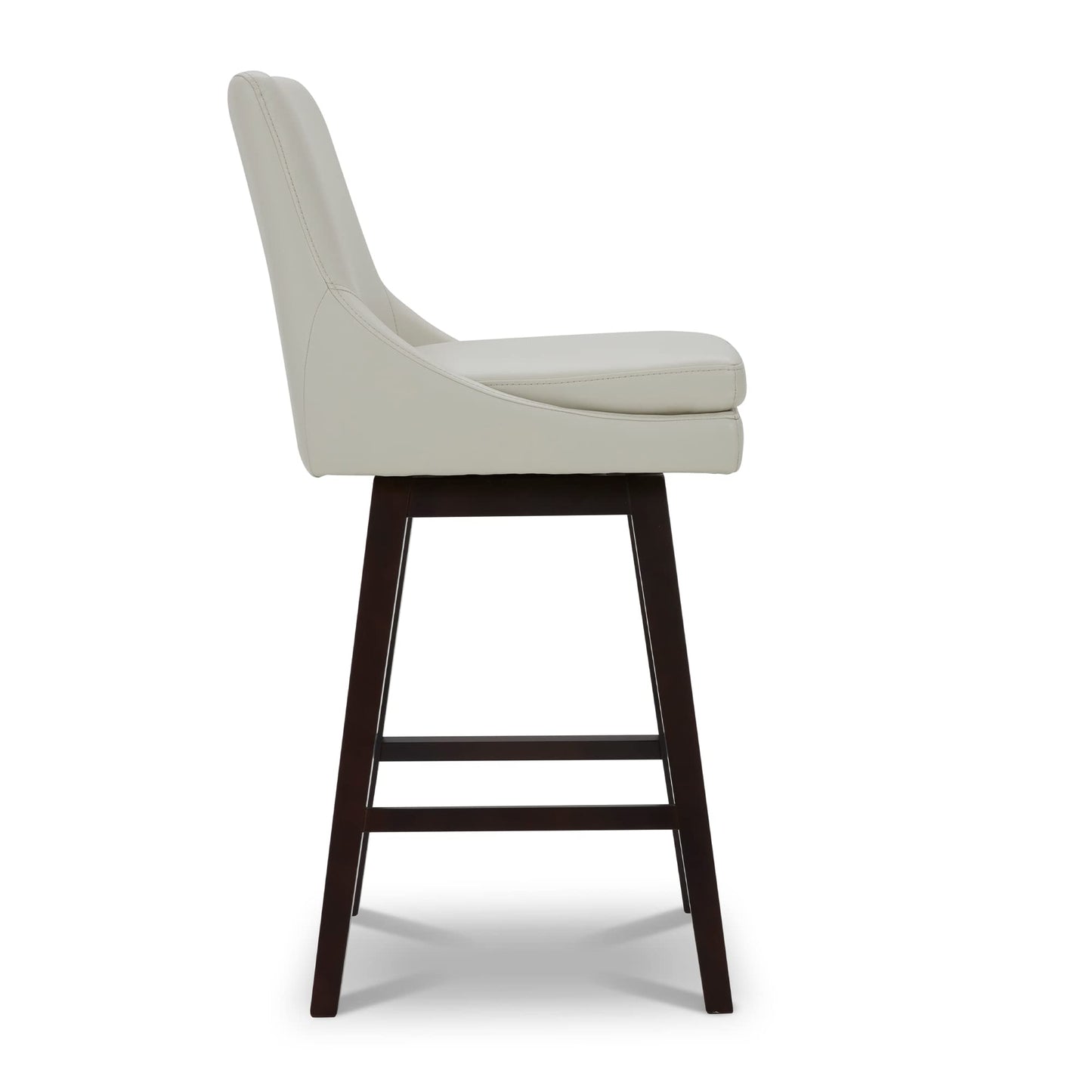 CHITA Bar Height Swivel Barstool with Back Set of 2, FSC Certified Upholstered Bar Stool, 30.7" H Seat Height, Fabric in Ivory