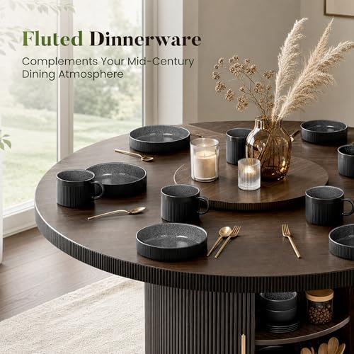 Kitchen Academy 12Pcs Granite Cookware Set + 16 Pcs Stoneware Dinnerware Sets for 4