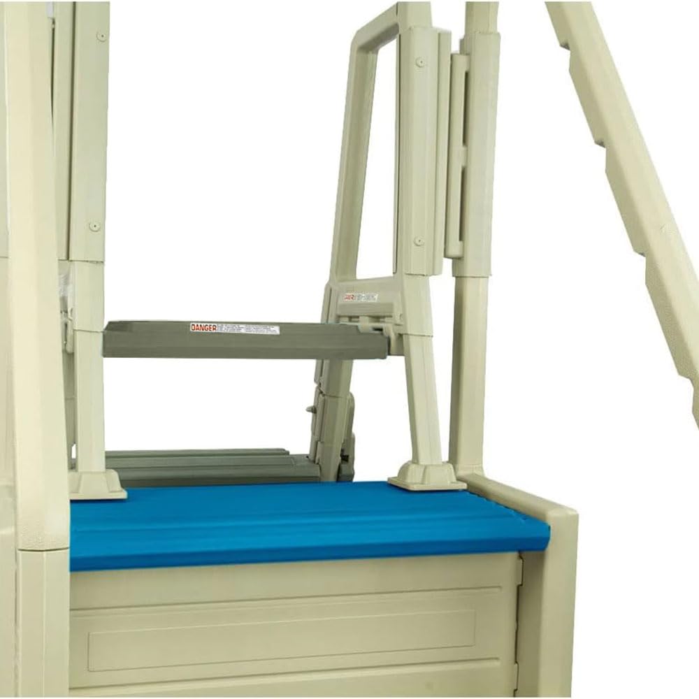 Confer Plastics Step-1X: Sturdy Above Ground Entry System with Dual Handrails and Slip-Resistant Steps, Easy Installation, Supports up to 400 lbs - Proudly Made in USA. Warm Grey with Grey Treads