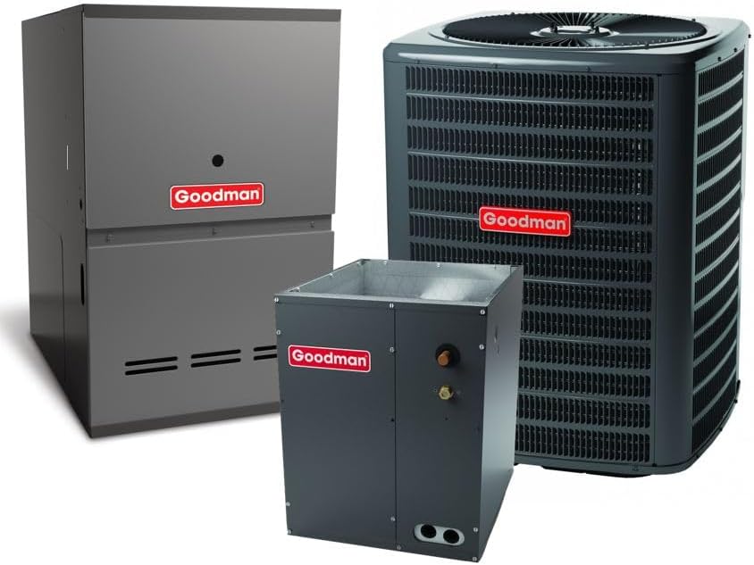 Goodman 2.5 Ton 13.4 SEER2 80% AFUE 40,000 BTU R-32 Air Conditioner & Gas Furnace System (GLXS3BN3010, CAPTA3022A3, GD9S800403AN)