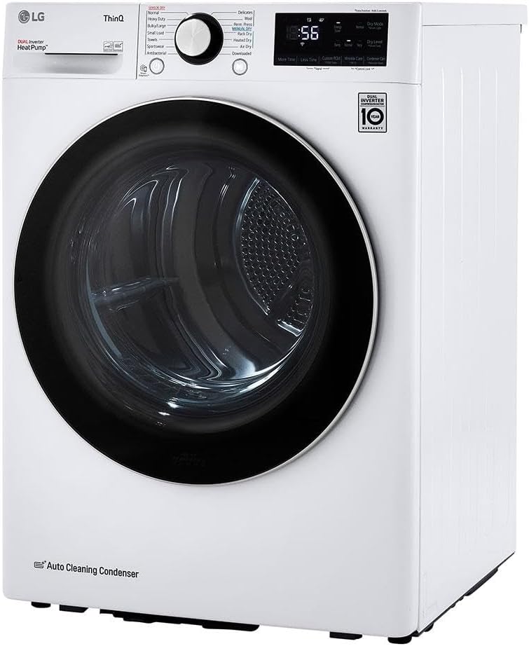 LG DLHC1455W 24 in. W 4.2 Cu. Ft. Ventless Stackable Compact Smart Electric Dryer in White with Dual Inverter HeatPump Technology
