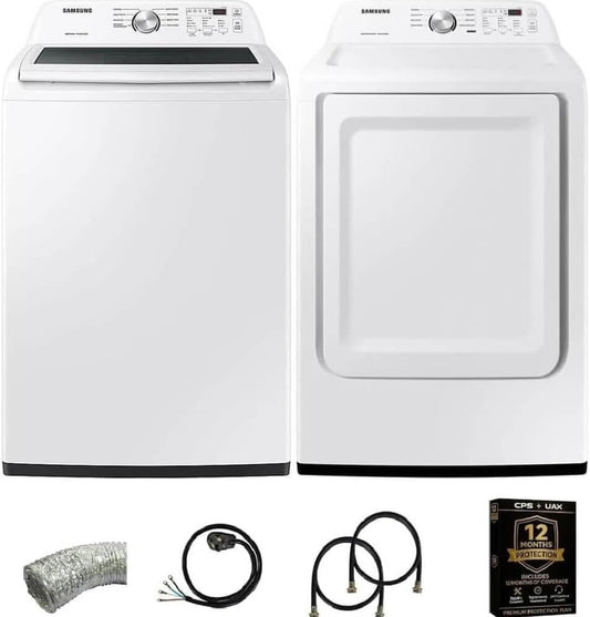 Samsung WA44A320KIT1 White Top Load High-Efficiency Smart Washer and Dryer Pair 4.5 Cu Ft Washer 7.4 Cu Ft Electric Dr